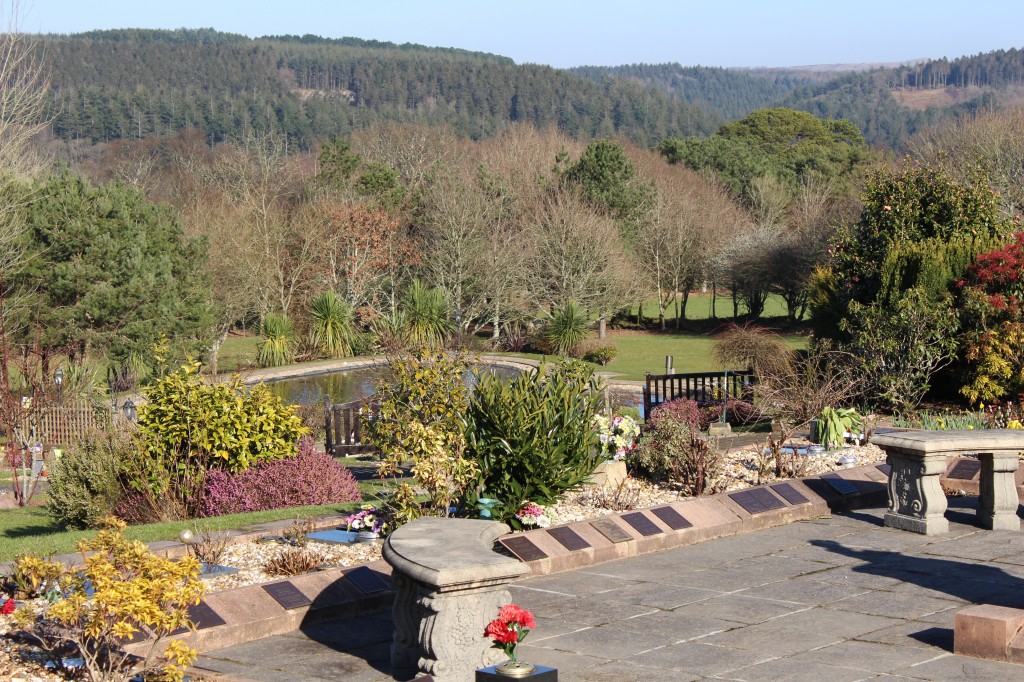 The view from Glynn Valley crematorium remembrance gardens