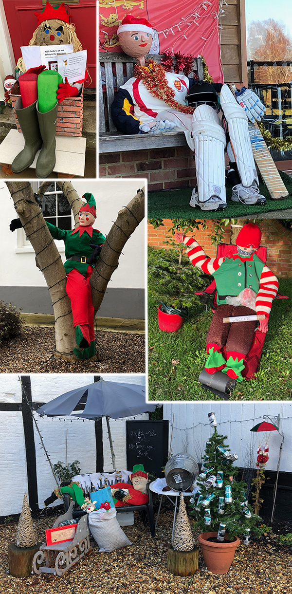 Christmas elf scarecrows